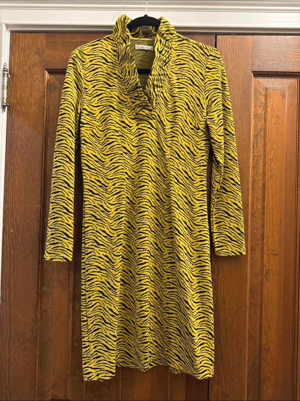 Tyler Boe Dress- small- Yellow Zebra Print Long Sleeve Dress